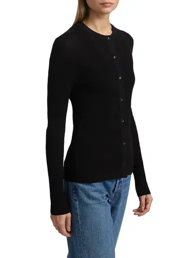A.L.C. Women's Fisher Cotton-Blend Button-Front Cardigan - Black | Thumbnail 4