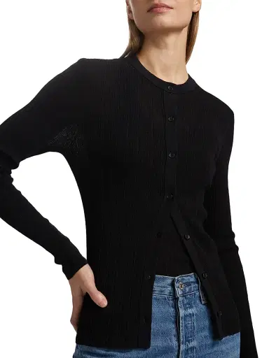 A.L.C. Women's Fisher Cotton-Blend Button-Front Cardigan - Black | Thumbnail 6