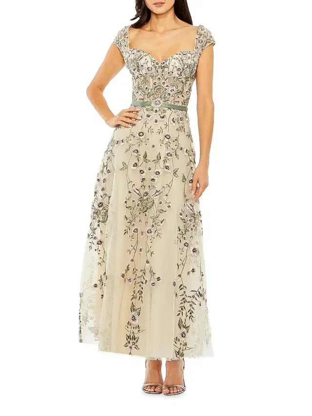 Mac Duggal Women's Floral-Embroidered Sweetheart Gown - Beige Multi