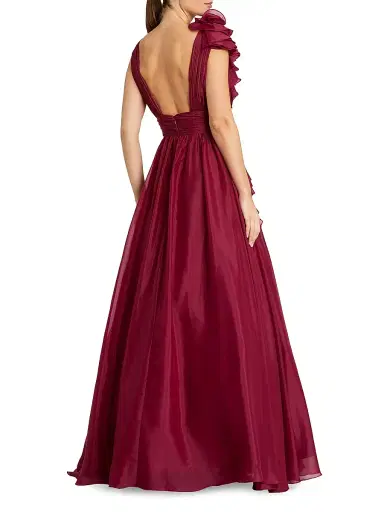 Mac Duggal Women's Ruffle Shoulder V-Neck Gown | Thumbnail 2
