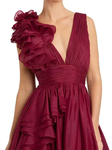 Mac Duggal Women's Ruffle Shoulder V-Neck Gown | Thumbnail 3