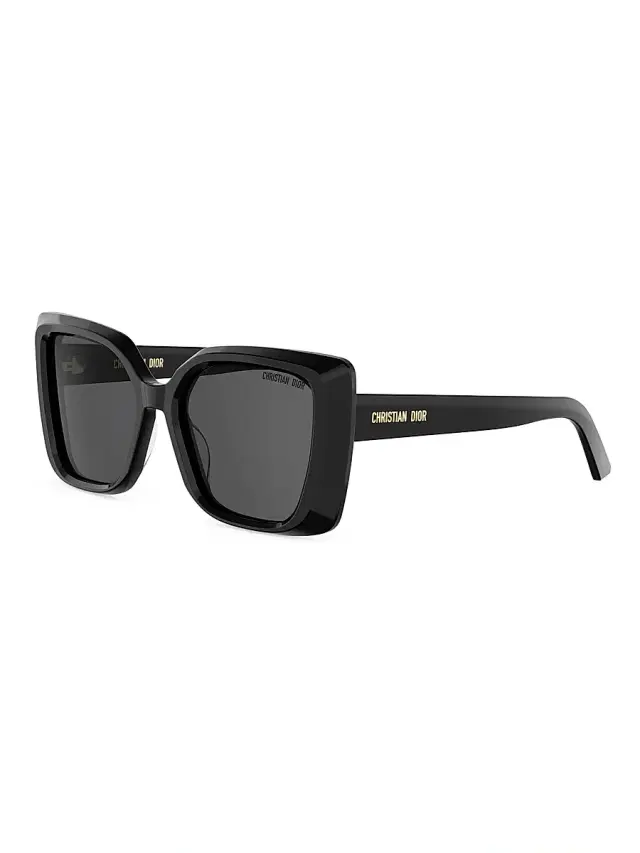 Dior Women's Midnight S5I 55MM Square Sunglasses - Shiny Black And Smoke