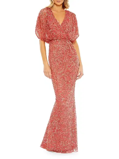 Mac Duggal Women's Evening Metallic Blouson Gown - Paprika | Thumbnail 1