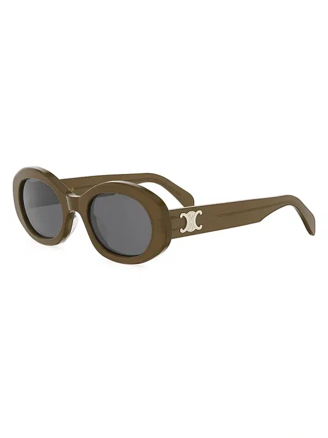 CELINE Women's Triomphe 52MM Oval Sunglasses - Shiny Dark Green Smoke