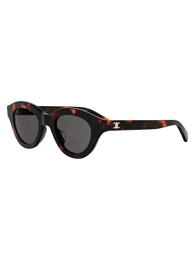 CELINE Women's Triomphe Mini 47MM Oval Sunglasses - Dark Havana Smoke
