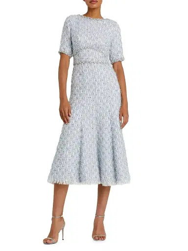 Mac Duggal Women's Beaded Tweed Midi-Dress | Thumbnail 1 Mac Duggal Women's Beaded Tweed Midi-Dress | Thumbnail 1