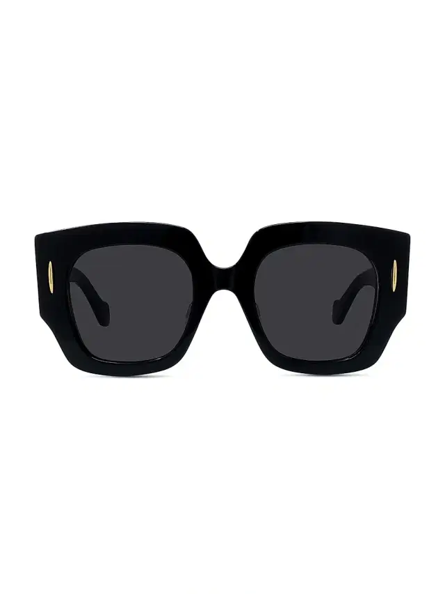 LOEWE Women's Anagram 50MM Geometric Sunglasses - Shiny Black Smoke