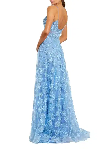 Mac Duggal Women's Floral Mesh Sweetheart A-Line Gown - Powder Blue - Size 12 | Thumbnail 2 Mac Duggal Women's Floral Mesh Sweetheart A-Line Gown - Powder Blue - Size 12 | Thumbnail 2