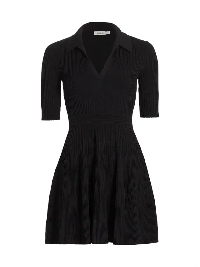 SIMKHAI Women's Patricia Ribbed Polo Minidress - Black