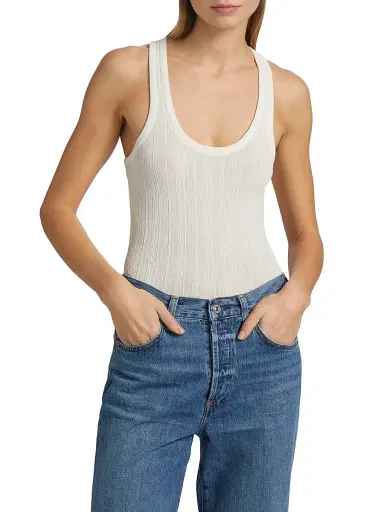 A.L.C. Women's Iris Rib-Knit Tank - Bright White - Size XL | Thumbnail 3