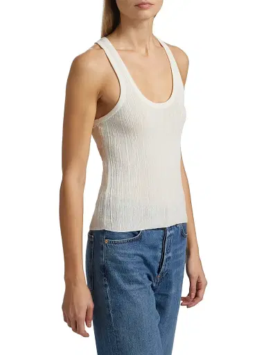 A.L.C. Women's Iris Rib-Knit Tank - Bright White - Size XL | Thumbnail 4