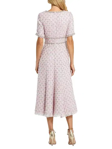 Mac Duggal Women's Beaded Tweed Midi-Dress - Pink Multi - Size 14 | Thumbnail 2 Mac Duggal Women's Beaded Tweed Midi-Dress - Pink Multi - Size 14 | Thumbnail 2
