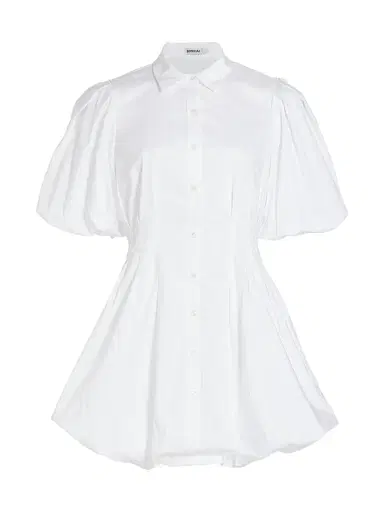 SIMKHAI Women's Cleo Puff-Sleeve Pintuck Minidress - White | Thumbnail 1