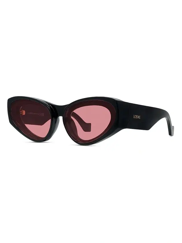 LOEWE Women's  x Paula's Ibiza Havana 62MM Cat-Eye Sunglasses - Shiny Black Pink