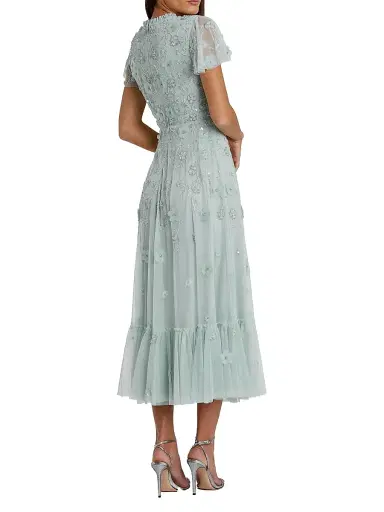 Mac Duggal Women's Sequined Floral Tulle Midi-Dress - Powder Blue - Size 20 | Thumbnail 2 Mac Duggal Women's Sequined Floral Tulle Midi-Dress - Powder Blue - Size 20 | Thumbnail 2