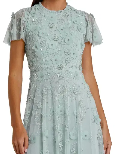 Mac Duggal Women's Sequined Floral Tulle Midi-Dress - Powder Blue - Size 20 | Thumbnail 3 Mac Duggal Women's Sequined Floral Tulle Midi-Dress - Powder Blue - Size 20 | Thumbnail 3