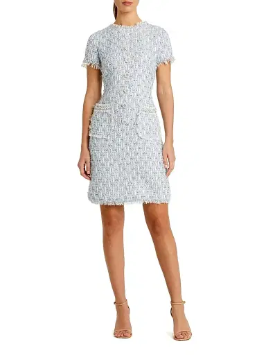 Mac Duggal Women's Floral Beaded Tweed Dress | Thumbnail 2