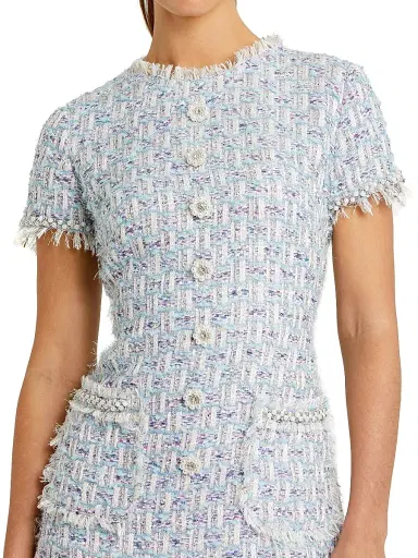 Mac Duggal Women's Floral Beaded Tweed Dress | Thumbnail 4