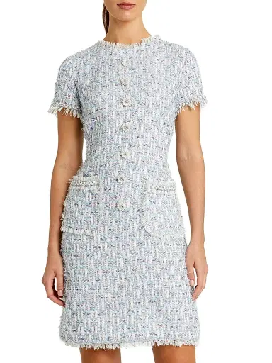 Mac Duggal Women's Floral Beaded Tweed Dress | Thumbnail 1
