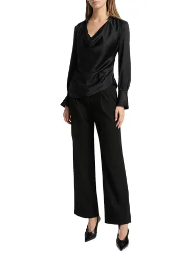 Simkhai Women's Symone Long-Sleeve Cowl Neck Top - Black - Size 14 | Thumbnail 2