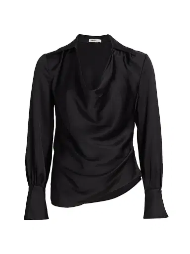 Simkhai Women's Symone Long-Sleeve Cowl Neck Top - Black - Size 14 | Thumbnail 1