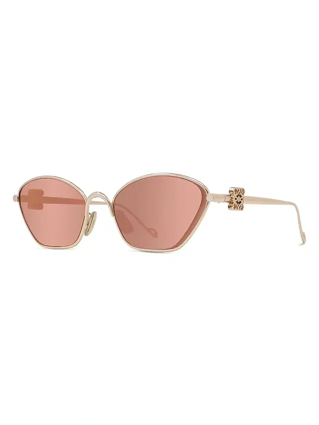 LOEWE Women's Mirrored Anagram 57MM Cat-Eye Sunglasses - Gold Rose Gold