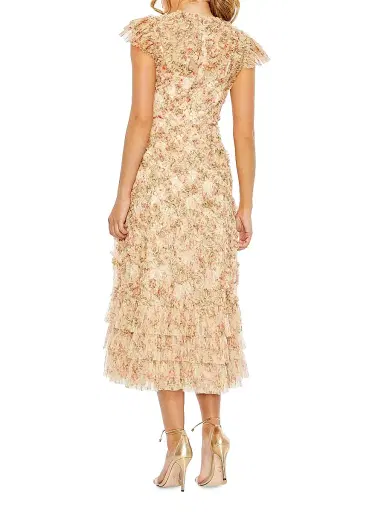 Mac Duggal Women's Floral Ruffle Cocktail Dress - Beige Multi - Size 14 | Thumbnail 2