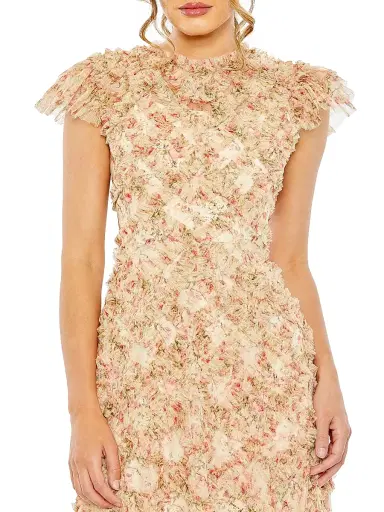 Mac Duggal Women's Floral Ruffle Cocktail Dress - Beige Multi - Size 14 | Thumbnail 3