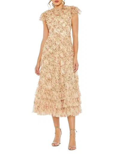 Mac Duggal Women's Floral Ruffle Cocktail Dress - Beige Multi - Size 14 | Thumbnail 1
