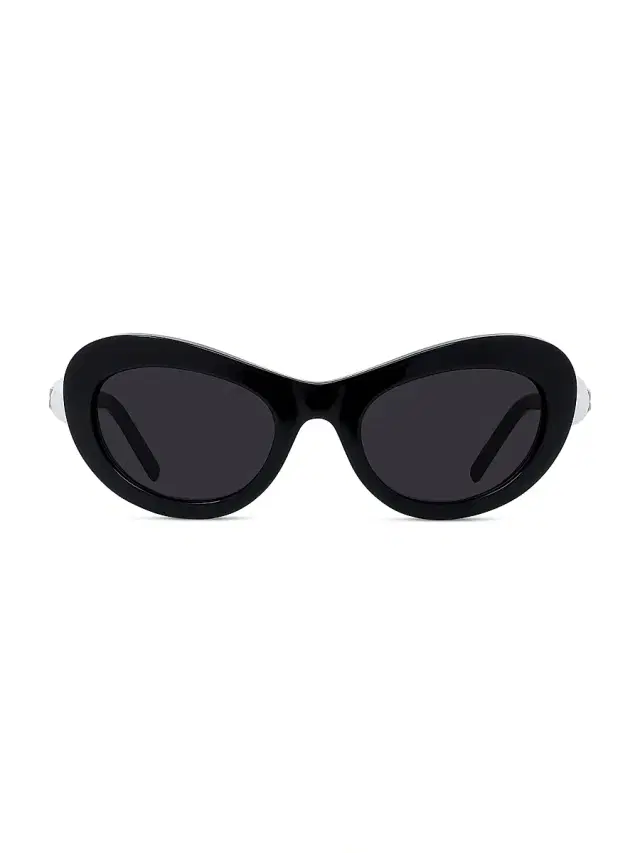 Givenchy Women's Pearl Oval 51MM Sunglasses - Shiny Black Smoke