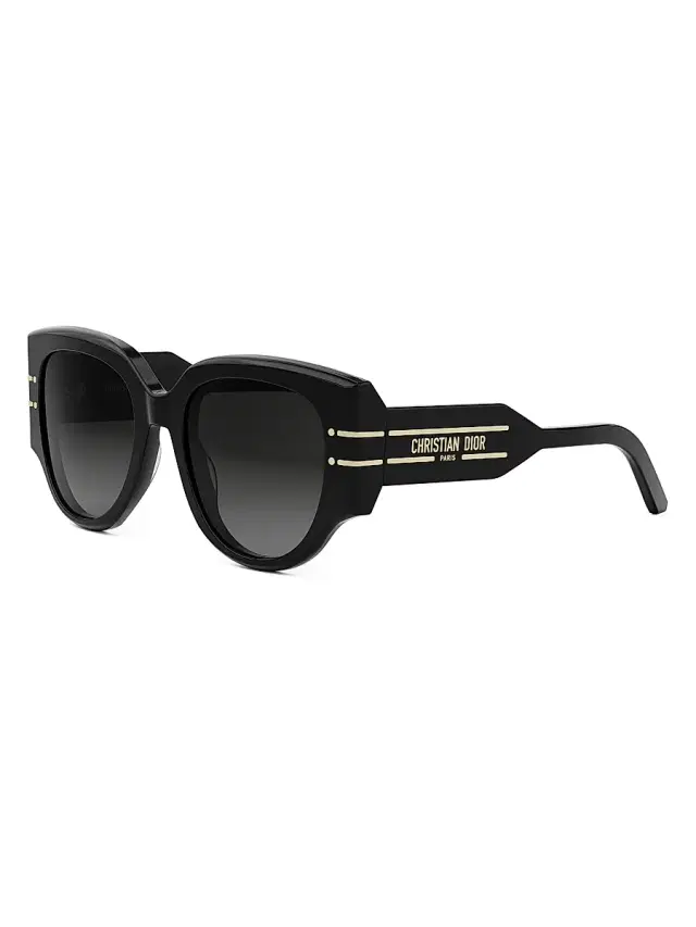 Dior Women's Signature R2I 53MM Butterfly Sunglasses - Black Gold Black