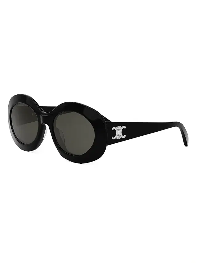 CELINE Women's Triomphe 54MM Round Sunglasses - Dark Grey Black