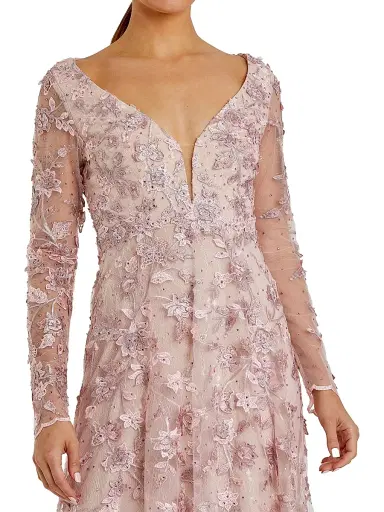 Mac Duggal Women's 3D Floral-Embellished Lace Gown - Rose Pink - Size 18 | Thumbnail 3