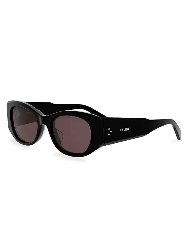 CELINE Women's Celine 3 Dots 54MM Rectangular Sunglasses - Shiny Black Violet