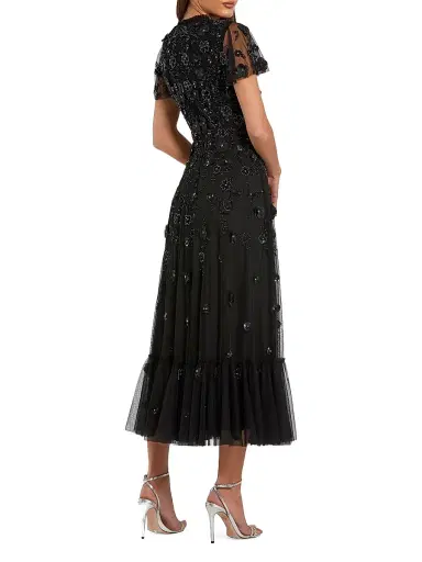 Mac Duggal Women's Sequined Floral Tulle Midi-Dress - Black - Size 20 | Thumbnail 2