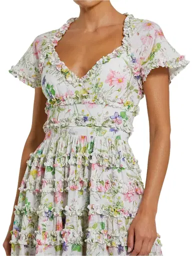 Mac Duggal Women's Floral Ruffle Open-Back Cocktail Dress | Thumbnail 3