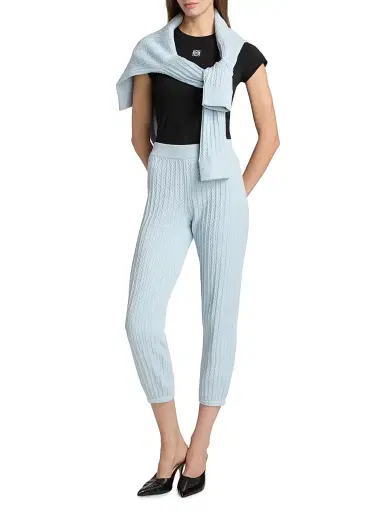 Simkhai Women's Cable-Knit Cotton-Cashmere Crop Joggers | Thumbnail 2 Simkhai Women's Cable-Knit Cotton-Cashmere Crop Joggers | Thumbnail 2