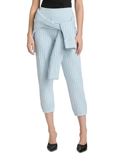 Simkhai Women's Cable-Knit Cotton-Cashmere Crop Joggers | Thumbnail 3 Simkhai Women's Cable-Knit Cotton-Cashmere Crop Joggers | Thumbnail 3