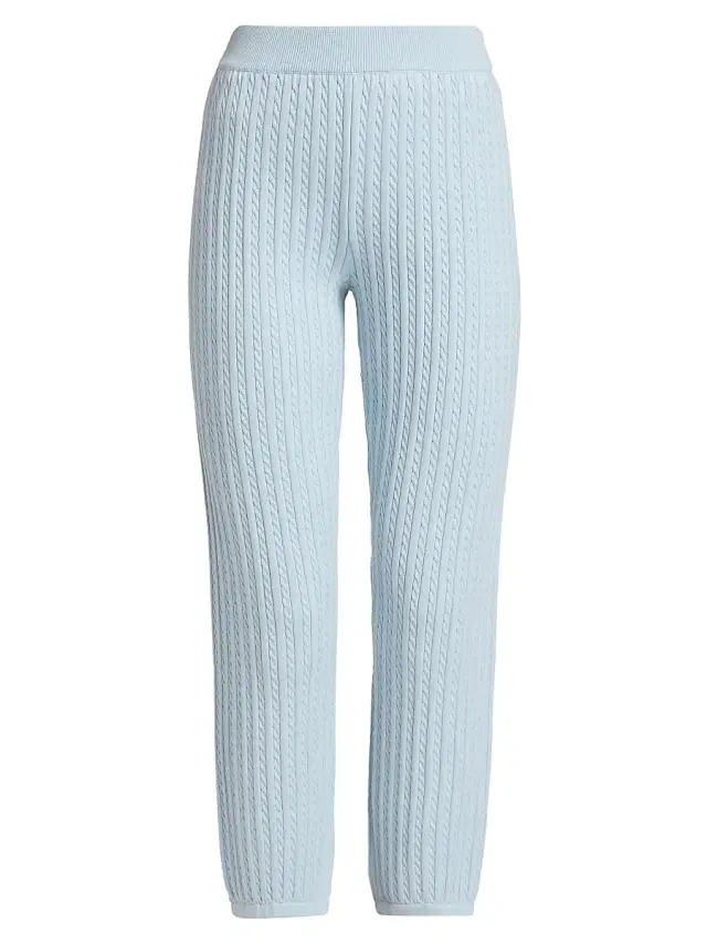 Simkhai Women's Cable-Knit Cotton-Cashmere Crop Joggers