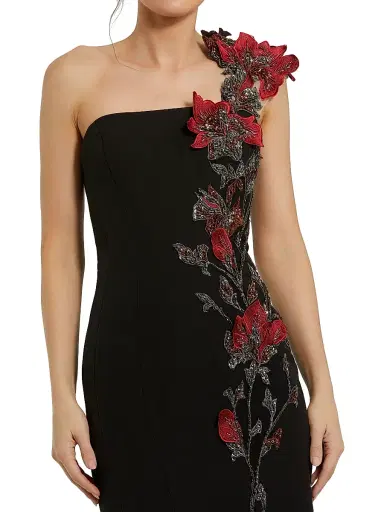 Mac Duggal Women's Embellished Floral Crepe Mermaid Gown - Black Multi - Size 14 | Thumbnail 3 Mac Duggal Women's Embellished Floral Crepe Mermaid Gown - Black Multi - Size 14 | Thumbnail 3