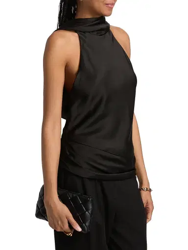 Simkhai Women's Samira Satin Cape Top - Black - Size 10 | Thumbnail 4 Simkhai Women's Samira Satin Cape Top - Black - Size 10 | Thumbnail 4