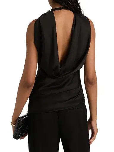Simkhai Women's Samira Satin Cape Top - Black - Size 10 | Thumbnail 5 Simkhai Women's Samira Satin Cape Top - Black - Size 10 | Thumbnail 5