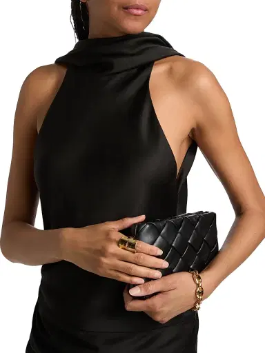 Simkhai Women's Samira Satin Cape Top - Black - Size 10 | Thumbnail 6 Simkhai Women's Samira Satin Cape Top - Black - Size 10 | Thumbnail 6