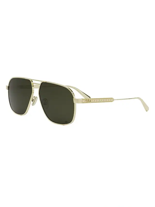 Dior Women's Cannage A3U 58MM Square Sunglasses - Gold Green