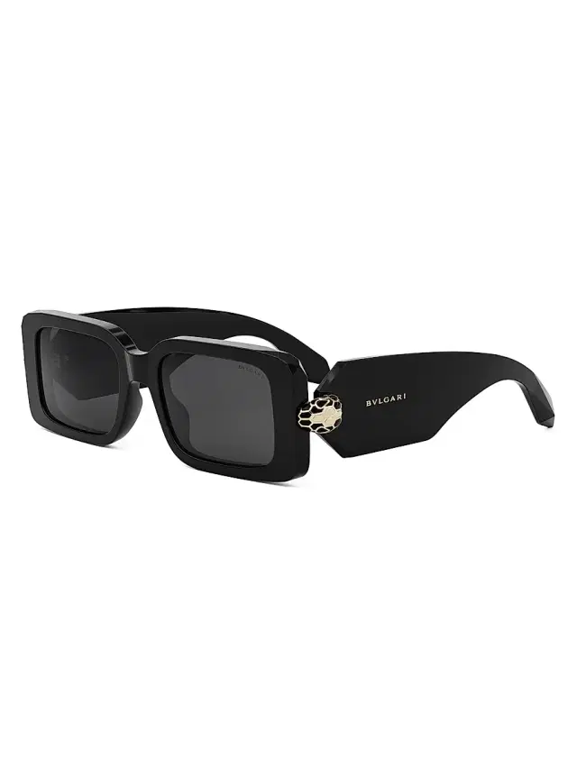 BVLGARI Women's Serpenti Forever 53MM Rectangular Sunglasses - Black Gold Black
