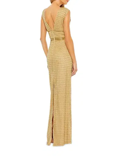 Mac Duggal Women's Beaded V-Neck Column Gown | Thumbnail 2 Mac Duggal Women's Beaded V-Neck Column Gown | Thumbnail 2