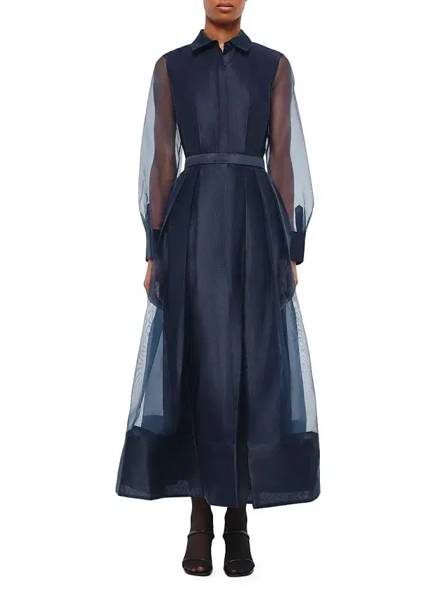 Women's Montgomery Organza Button-Front Gown - Midnight