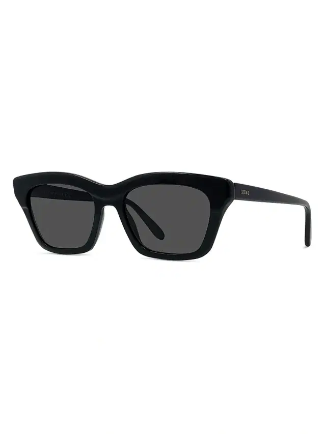 LOEWE Women's Slim 53MM Geometric Sunglasses - Shiny Black Smoke