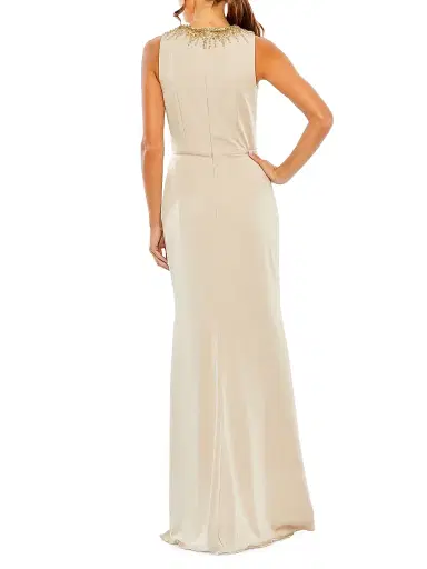 Mac Duggal Women's Ieena Beaded-Neck Jersey Gown - Champagne - Size 14 | Thumbnail 2 Mac Duggal Women's Ieena Beaded-Neck Jersey Gown - Champagne - Size 14 | Thumbnail 2