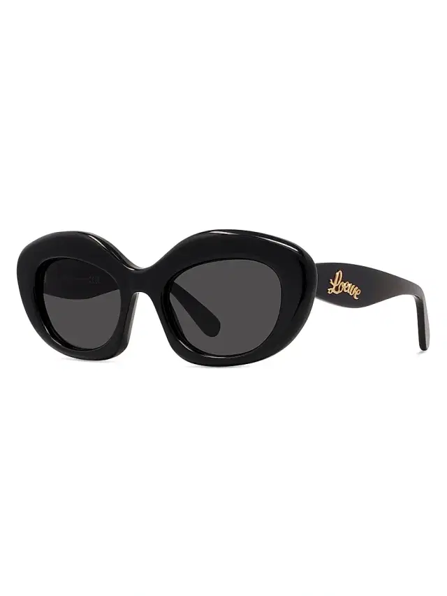 LOEWE Women's Curvy 51MM Cat-Eye Sunglasses - Black Gold Smoke